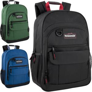 Trail maker 24 Pack Multipocketed, Rubber Grip Handle 18 Inch Backpacks, Padded Shoulder Straps for Travel, Commute