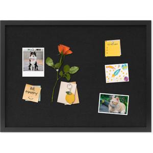 DAHAPYBOO Cork Board with Linen Black,Bulletin Board 23"x17", Corkboards for Office Home School Message Board or Vision Board Decoration.