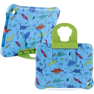 Dinosaur Kindle Fire HD 8 Tablet Case for Kids Boys Light EVA Kids Friendly Fire HD8 Plus 2024 2022 12th Gen Kid-Proof Shockproof Case with Handle Kickstand Boy's Gift (Blue)