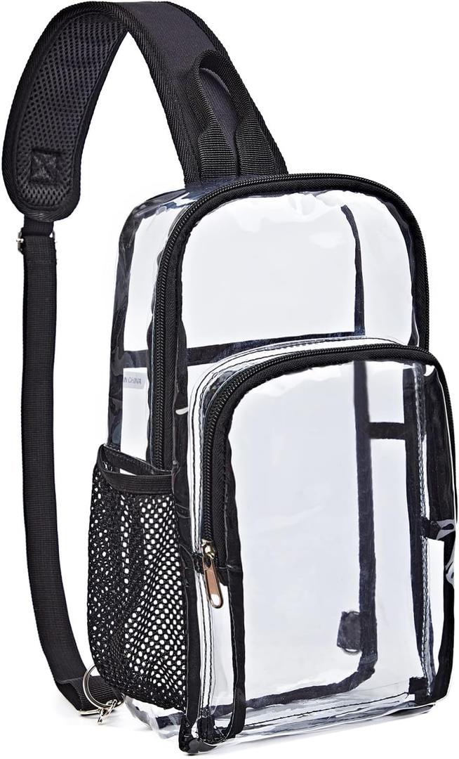 Edraco Clear Sling Bag for Concert & Stadium Approved, Shoulder Backpack for Men & Women - Holds Phone, Wallet, Keys, Power Bank, Large