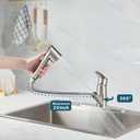 Kitchen Sink Faucet with Pull Down Sprayer, Low Arc Stainless Steel 1 or 3 Hole, Single Handle Brushed Nickel Pull Out Kitchen Faucet, Suitable for Farmhouse Camper Laundry Rv Bar