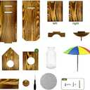 Large Wooden Squirrel Feeder with Umbrella - Tree Nut Bar, Peanut and Corn Chipmunk House Kit - Natural Wooden Garden Decorations and Squirrel Gifts (Carbonized Wood)