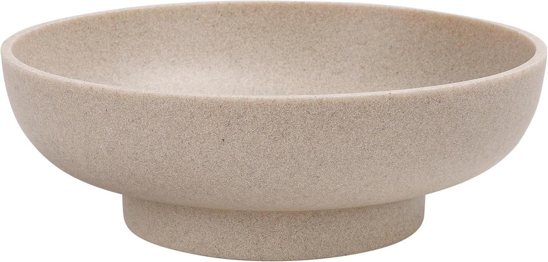 Large Decorative Bowl, Modern Handicraft Resin Bowls for Home Decor, Decorative Fruit Bowl for Kitchen Counter, Stylish Key Bowl for Entry Table, Artificial Stone Resin Beige (Beige)