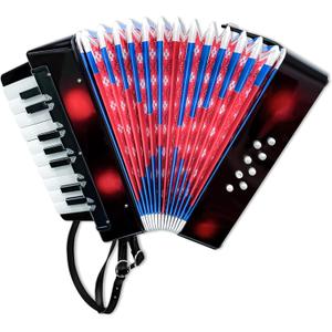 17 Keys Mini Accordion, 8 Bass Button Lightweight Accordion Gift for Beginners, Practice and Educational Musical Instrument (Black)