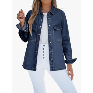 luvamia Jean Jackets for Women 2026 Fall Fashion Oversized Button Down Denim Jacket Western Shacket Jacket with Pockets XXL