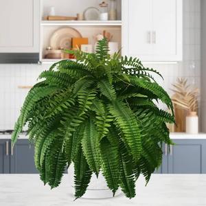 Artificial Boston Ferns for Outdoors, 27 inches