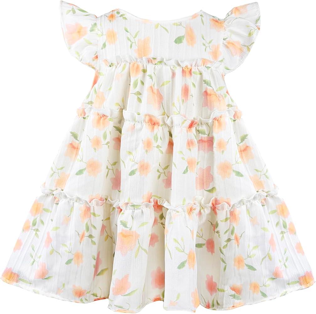 Toddler Girls Ruffle Dress Sleeveless Flower Girls Swiss Dot Flowy Pleated Party Dress Size 120