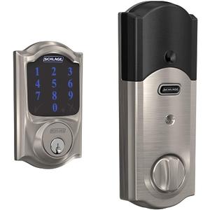 SCHLAGE BE469ZP CAM 619 Connect Smart Deadbolt with alarm with Camelot Trim in Satin Nickel, Z-Wave Plus enabled