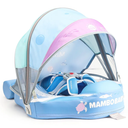 2024 Mambobaby Baby Float with Canopy & Tail Infant Swim Float Non-Inflatable Toddler Pool Float with Skin-Friendly Material for 3-24 Months Baby Boys Girls