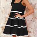 ZESICA Women's Summer Swing Mini Dress Casual Spaghetti Straps Sleeveless Smocked Backless Flowy A Line Sundress (Black, L)