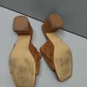 Ancomafio Heeled Sandals for Women，Raffia Sandals 2026 Chunky Heels Square Toe Mules Block Summer Shoes Slip On (Brown, M)