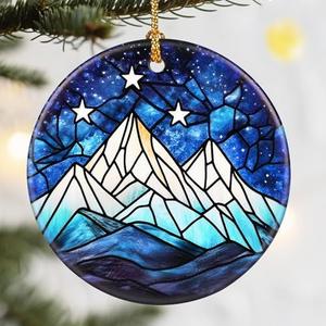 Christmas Ornaments, Dodosky 2.8in Ceramic Night Court Ornament, Xmas Decor, Christmas Tree Ornaments, Xmas Decorations for Tree, Holiday Ornament, Gift Ideas, Starlight Lover Gift, Gifts for Friend
