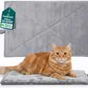 FurHaven ThermaNAP Self Warming Cat Mat/Dog Bed for Crates with Self-Warming Technology for Cozy Rest, Fully Machine Washable, Small, Plush Faux Fur, Gray