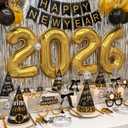 New Years Eve Party Supplies 2026 Serve 100 Guests - Bulk New Year Decorations Kit, Balloon Box 2026 Balloons Backdrop Cone Hats Party Glasses Photo Booth Props Squawkers Blowouts Tattoo