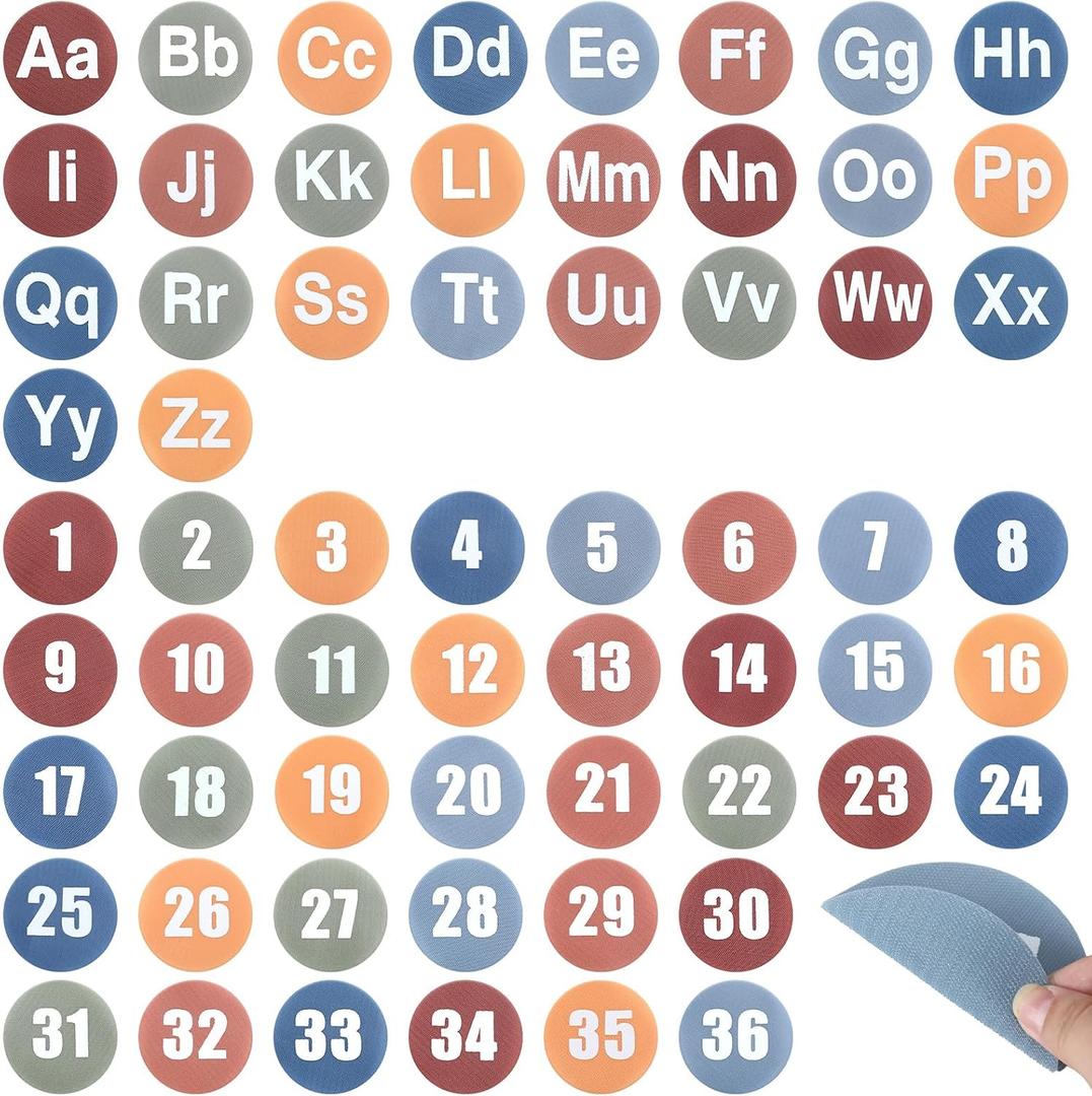 Ireer 62 Pcs Classroom Carpet Marker Spots with Number 1-36 Alphabet A-Z