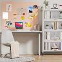 12Pcs Felt Bulletin Board, Upgraded Felt Wall Tiles with 48 Removable Adhesive Tabs & 30 Push Pins, Large Cork Boards for Walls, Perfect for Classroom, Home, Office, DIY Vision Board (Pink)