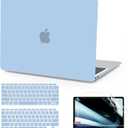 B BELK Compatible with MacBook Air 13 inch Case M1 2022 2021 2020 2019 2018 A2337 A2179 A1932 Touch ID,Matte Plastic Hard Shell+Keyboard Cover+Screen Protector for MacBook Air 13.3 inch Case,Airy Blue