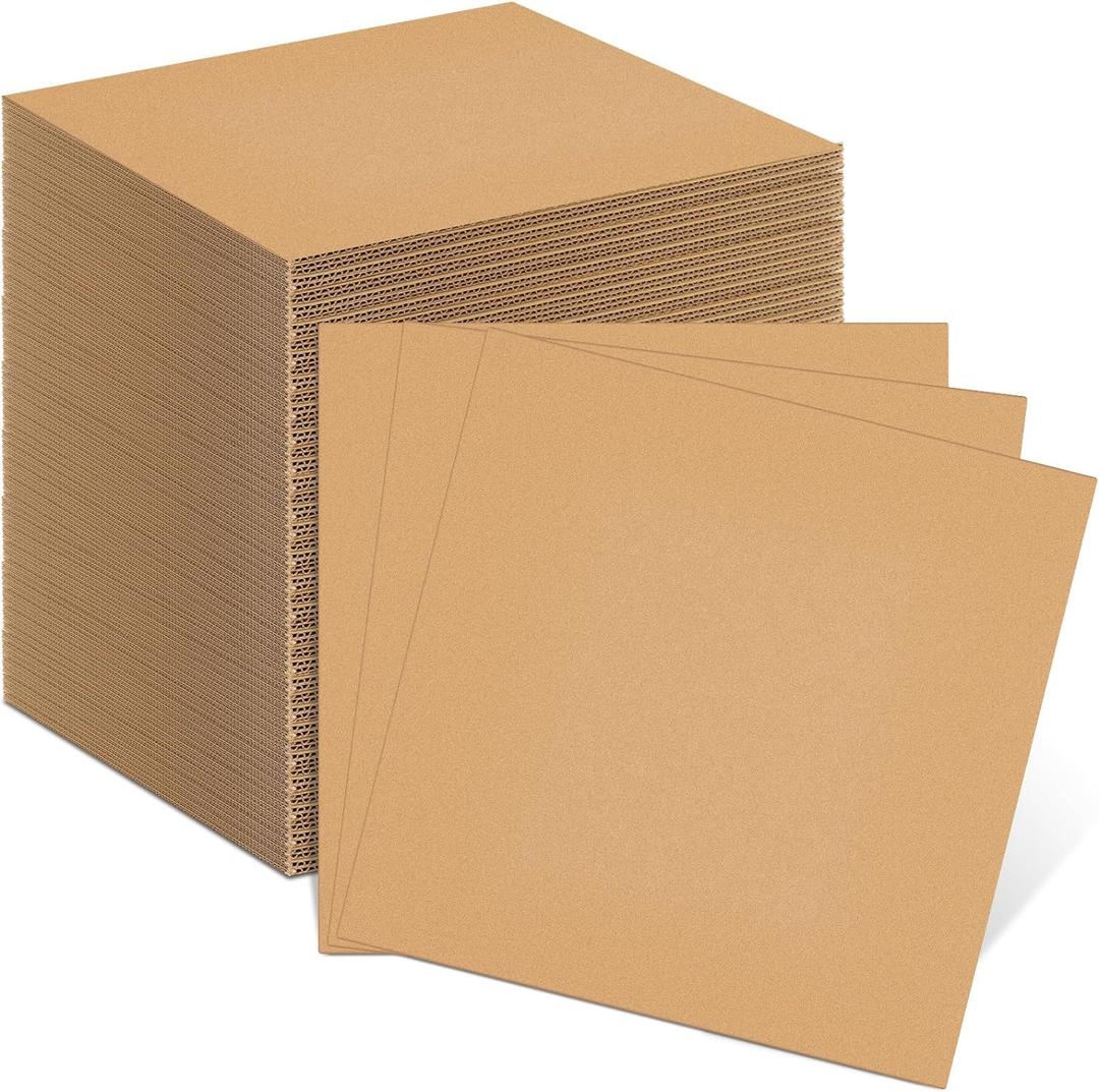 Henoyso 110 Pack Corrugated Cardboard Sheets Flat Cardboard Sheets Packaging Inserts Flat Square Inserts Squares Separators for Shipping Packing Mailing Crafts (12 x 12 Inch,Brown)
