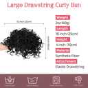 HOOJIH Messy Hair Bun Hair Piece Elastic Drawstring Loose Wave Large Curly Bun Short Synthetic Ponytail Extension for Women Daily Use - Natural Black
