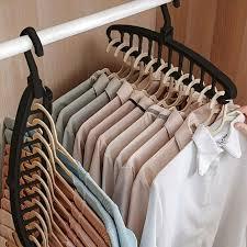 Space Saving Clothes Hangers 6 Pcs, Closet Organizers and Storage, Plastic Clothes Hanger for Shirt Sweater Holder Stacker, Apartment Home Gray