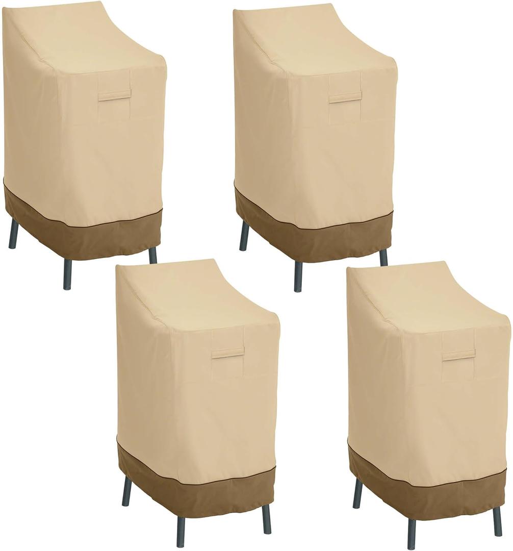 Classic Accessories Veranda Water-Resistant 26 Inch Patio Bar Chair & Stool Cover, 4-Pack, Patio Furniture Covers