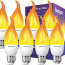Hompavo Christmas Decorations, LED Flame Light Bulbs E26 Base, Upgraded 3 Modes Flickering Candle Bulbs for Christmas Halloween Party Porch Indoor & Outdoor Decor - 8 Pack