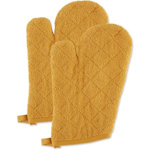 DII Basic Terry Collection 100% Cotton Quilted, Oven Mitt, Honey Gold, 2 Piece