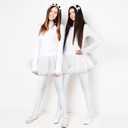 Sureio 3 Pcs Winter Snowflake Tutu Costume Christmas Woman Long Sleeved Dress Stocking White Headband for Cosplay Party (White, L)