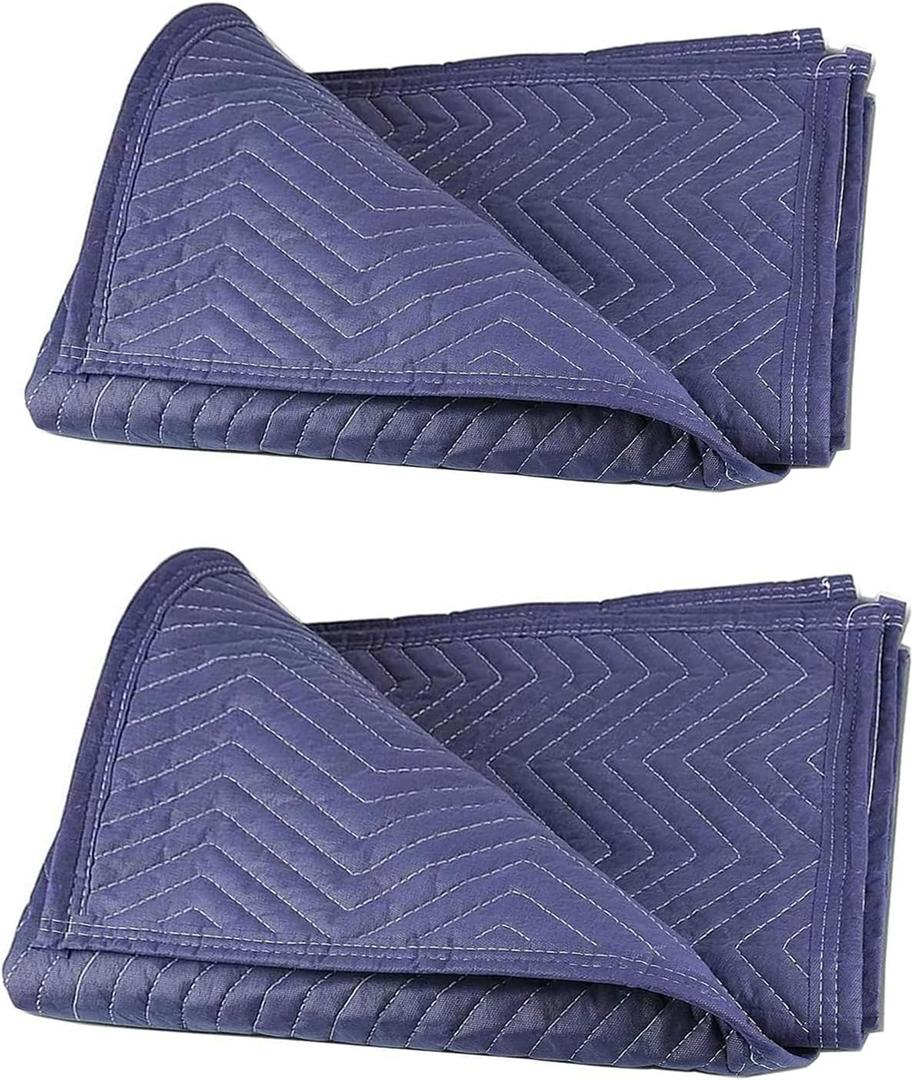 2 Moving Blankets 80"x 72" Heavy Duty Packing Blankets for Shipping Thick Furniture Wrapping for Moving Supplies Professional Quilted Shipping