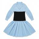Women's Casual Dress, Knit Bustier Docking Dress, Blue  2XL