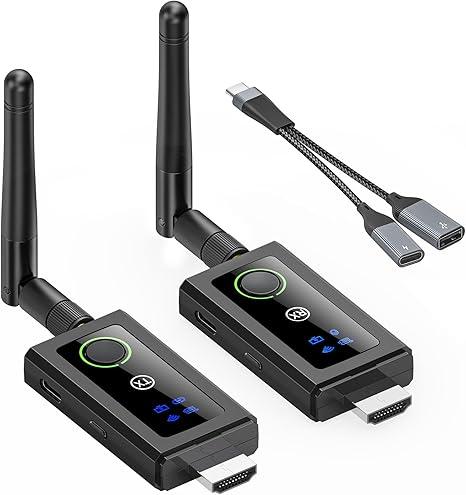KCEVE Wireless HDMI Transmitter and Receiver 200M/660FT, 5G / 4K Decoding Wireless HDMI Extender Kit with KVM Function USB Mouse/Keyboard Port and 2 Antenna for Streaming Video, Plug and Play