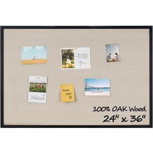 Fun Memories Cork Board Bulletin Board for Office, 24" x 36" Oak Wooden Framed Corkboard, Wall Mounted Notice Pin Board for School Home & Office, Black