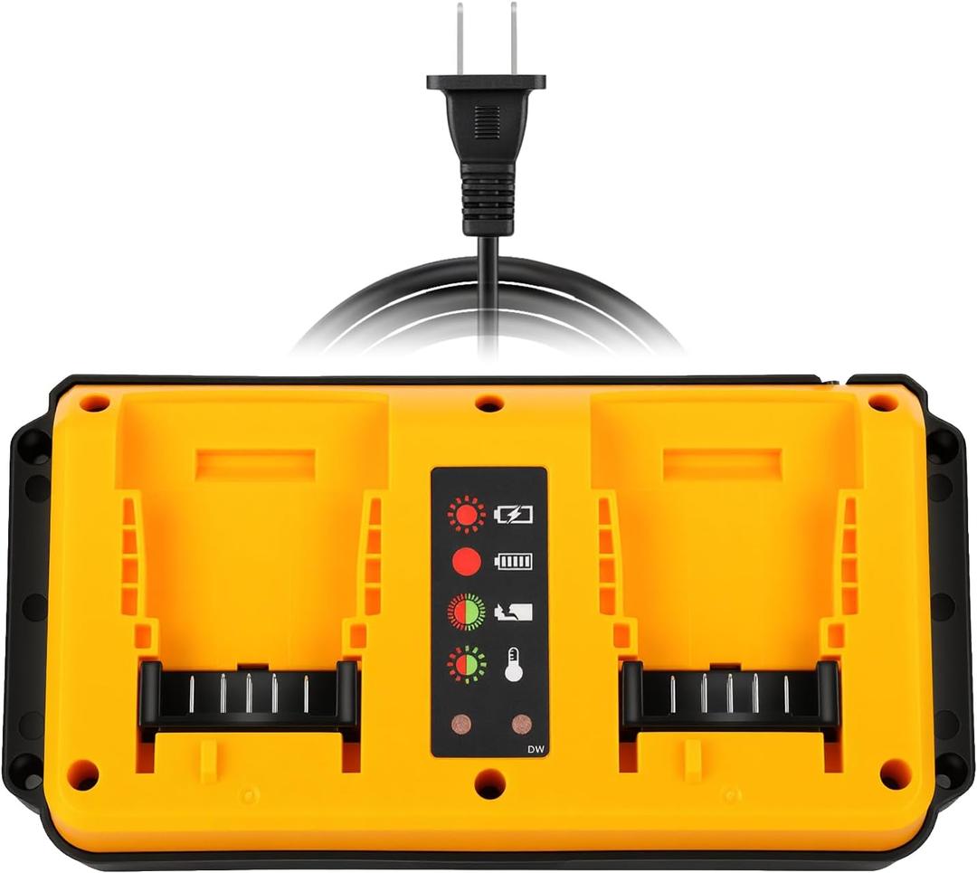 Charger Station Dual Port for Dewalt 20V Max Battery, Tools Chargers Replacement for Dewalt 14.4V/20V Batteries DCB206 DCB204 DCB208 DCB200 DCB201 DCB140 DCB141
