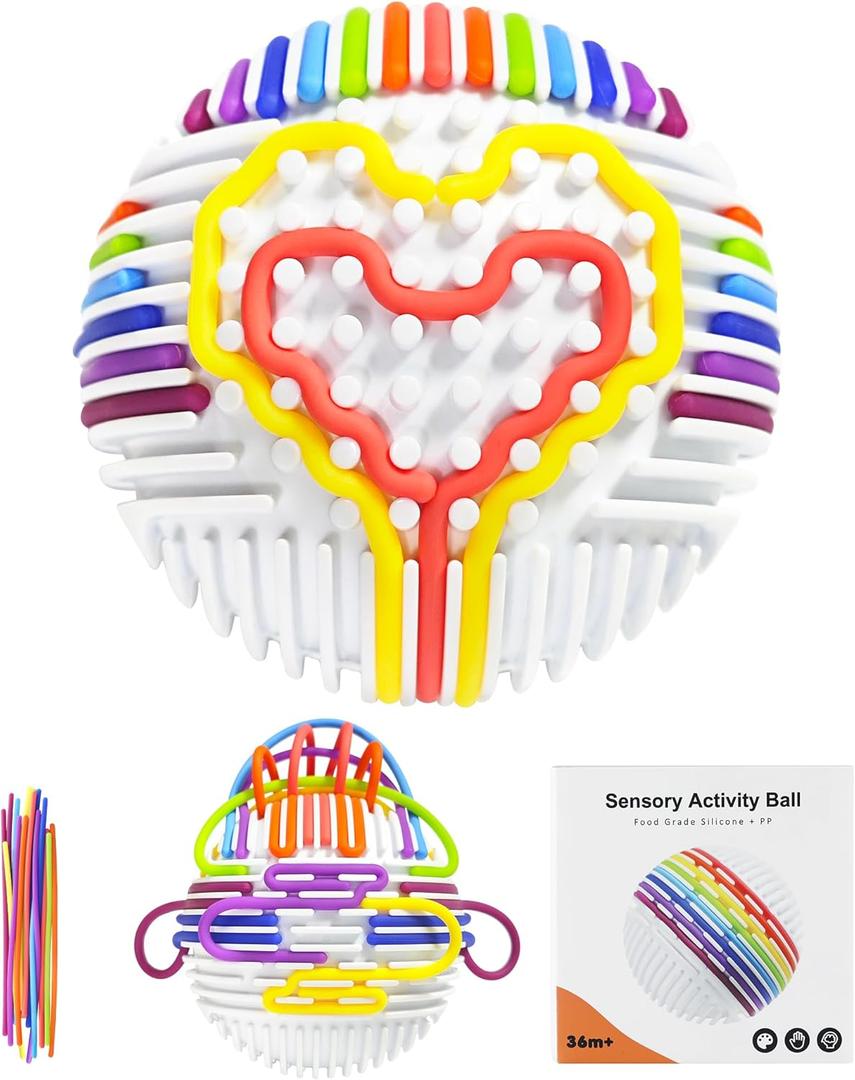 Sensory Fidget Toys for Kids Adults - Sensory Activity Ball with 16 Strings, Sensory Toys for Anxiety, ADHD & Autism | Kids 3+ & Adults | Calming Focus Stress Relief