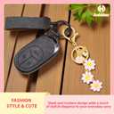 4 x Letter Keychain with Flower & Bee for Women, Girls - Initial Bag Charm for Backpack, Purse, Handbag, or School Bag