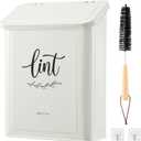 Perfnique Magnetic Lint Bin for Laundry Room with Lint Brush, Wall Mounted Lint Holder Trash can with lid for Dryer, Modern Farmhouse Rustic Metal Laundry Room Storage Organization and Decor(White)