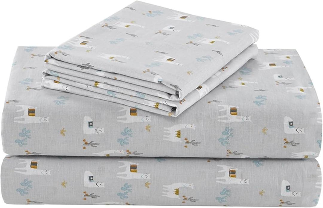 Comfort Spaces 100% Cotton Sheet Set Breathable, Lightweight, Soft with 14" Elastic Pocket Fits up to 16" Mattress, All Season Cozy Bedding, Matching Pillow Case, Cal King Lama Multi 4 Piece