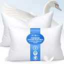 Feather Pillows Queen Size Set of 2 - Goose Down Hotel Bed Pillow for Sleeping, Soft 600 Thread Count Cotton Cover, Fluffy Support Surround Fill Polyester for Side, Back, Stomach Sleepers