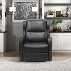 Lexicon Manual Recliner Chair, Reclining Sofa Chair, Home Theater Seating, Wall Hugger, Manual Recliner for Living Room/ Office/ Apartment, Easy Assembly, Black Faux Leather