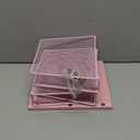 Small Desk File Organizer, 5-Section Upright File Sorter, Vertical File Folder Holder, Mesh Metal Wood Office Desktop Organization for Document, Magazine, Books and more (Pink)