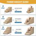 Aodisman 3-Step Dog Ramp and Stairs for Sofa and Chair - Non-Slip Sturdy Pet Steps for Small Dogs and Cats,15.7" H,Khaki