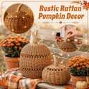 Wonderjune 2 Pcs Outdoor Large Fall Rattan Pumpkin Decoration