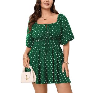 SCOMCHIC Women Plus Size Polka Dot Rompers (XXL)