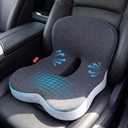 ZUAMEGUMemory Foam Car Seat Cushion  Ergonomic Driver Cushion for Sciatica & Tailbone Pain, Breathable Non-Slip Car Seat Pad for Car, Office Chair, Wheelchair (Dark Gray)