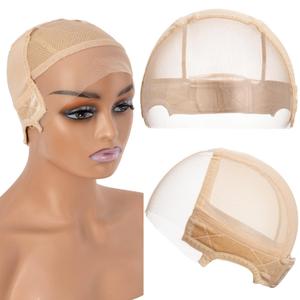 Lace Wig Caps for Women Blonde Wig Caps with Grip Band for Keeping Wigs in Place 9x6 Glueless Wig Grip Cap with Transparent Lace Caps Non-Slip Adjustable Elastic Headband (Beige)