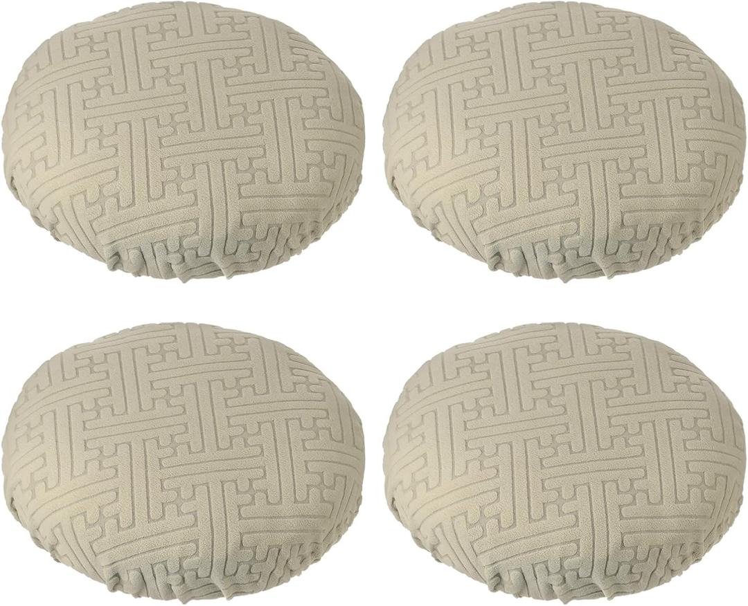 PATIKIL Stool Covers Round, 4 Pcs Elastic Bar Stool Covers Washable Stool Cushion Slipcover Stretchy Bar Chair Seat Cover for 14-18 Inch Chair, Brown