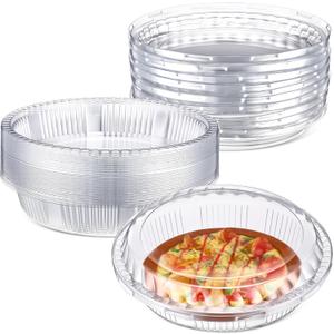 Vesici 30 Pcs 9'' Plastic Pie Containers Disposable Clear Dessert Containers with Lids Round Pie Keeper Clamshell Takeout Food Carrier for Takeout Boxes Food Cake Doughnut Storage (9.5 Inch)