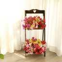 Artificial Flowers For Outdoors, 24 Bundles UV Resistant Fake Outdoor Flowers Faux Artificial Flower Plastic Plants for Outside Garden Porch Window Pot Spring Summer Home Decor (Multi Color-B, 24) (Rose Red+pink+purple+yellow+fern)