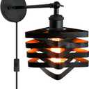 Industrial Plug in Wall Sconces,Metal Plug in Wall Light Fixtures with On Off Switch,Farmhouse Wall Lamp Living Room Bedroom Hallway