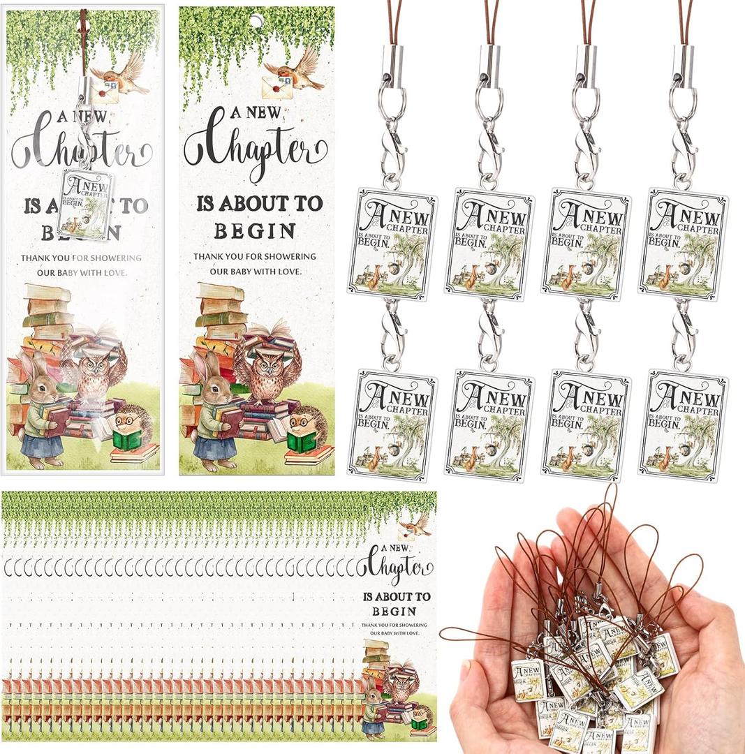 2 x 50 Sets a New Chapter Begins Baby Shower Favors for Guests Storybook Keychains with Bookmarks Book Themed Gifts for Baby Shower Prizes Birthday Party Souvenirs